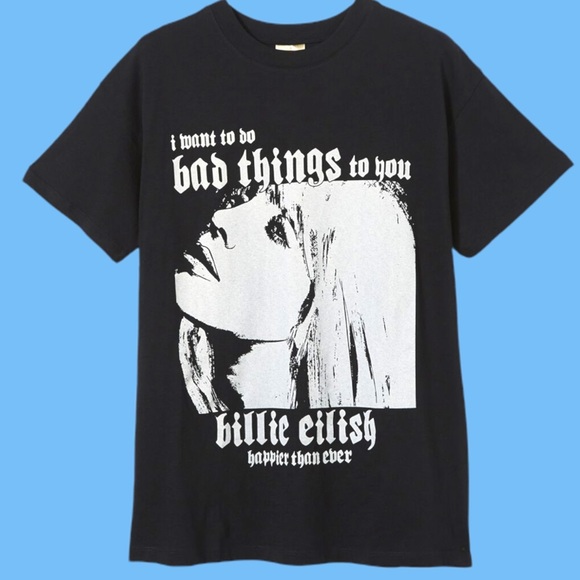 Ltd Edition Billie Eilish Tee. I Want To Do Bad Things To You. Happier Than Ever - Picture 1 of 3